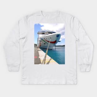 Norwegian Dawn  tied up in St. Thomas, USVI Kids Long Sleeve T-Shirt